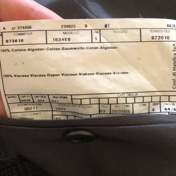 Men’s Sz 44R ARMANI COLLEZIONI Blazer Suit Jacket Checkered Pattern grey/black - Picture 6 of 7